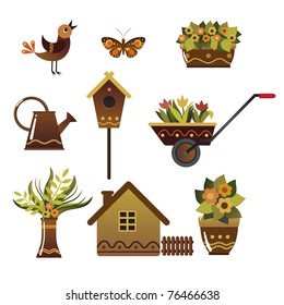 Set of illustrations of characters for fans of the garden.