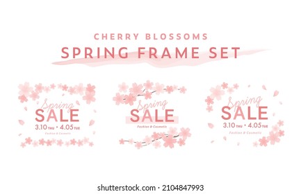 A set of illustrations for a cherry blossom banner background.
These illustrations are related to spring, flowers and brightness.
It is soft pastel color.