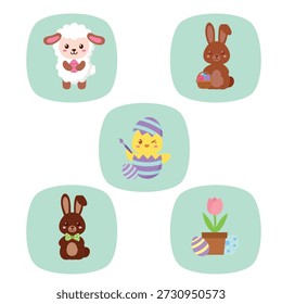Set of illustrations for the christian easter holiday