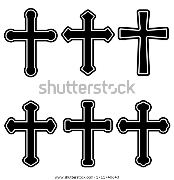 キリスト教の十字架のイラストのセット インフォグラフィック エンブレム サイン ポスター 車 バナーのデザインエレメント ベクターイラスト のベクター画像素材 ロイヤリティフリー