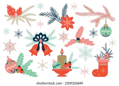 Set of illustrations for Christmas decor. vector illustration