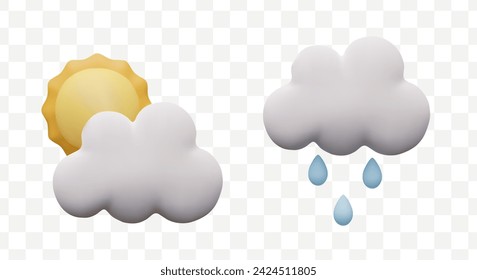 Set of illustrations for cloudy weather. Meteorological icons