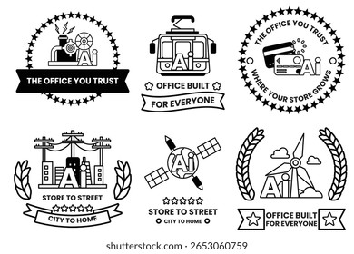 A Set of illustrations in the concept of Artificial Intelligence in line art style