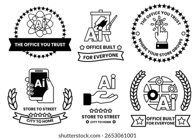 A Set of illustrations in the concept of Artificial Intelligence in line art style