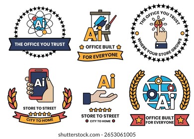 A Set of illustrations in the concept of Artificial Intelligence in line art style