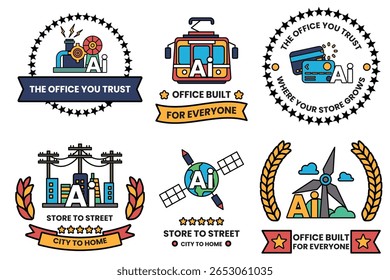 A Set of illustrations in the concept of Artificial Intelligence in line art style