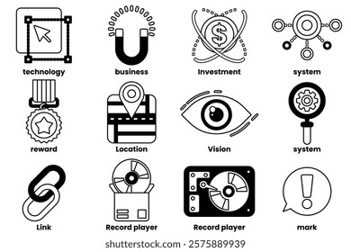 A Set of illustrations in the concept of business in line style