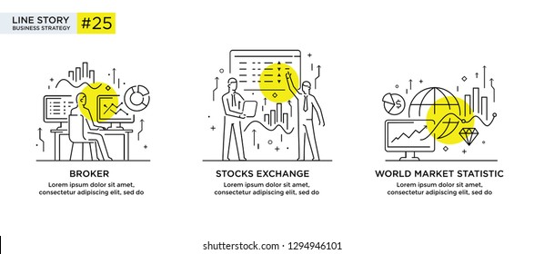 Set of illustrations concept with business concept. Workflow, growth, graphics. Business development, milestones, start-up. linear illustration Icons infographics. Landing page site print poster. Eps