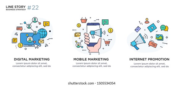 Set of illustrations concept with business concept. Workflow, growth, graphics. Business development, milestones, start-up. linear illustration Icons infographics. Landing page site print poster. Eps
