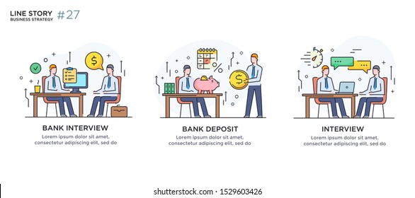 Set of illustrations concept with business concept. Workflow, growth, graphics. Business development, milestones, start-up. linear illustration Icons infographics. Landing page site print poster. Eps