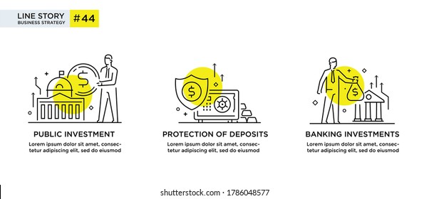 Set of illustrations concept with business concept. Workflow, growth, graphics. Business development, milestones, start-up. linear illustration Icons infographics. Landing page site print poster. Eps
