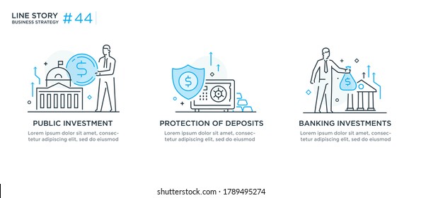 Set of illustrations concept with business concept. Workflow, growth, graphics. Business development, milestones, start-up. linear illustration Icons infographics. Landing page site print poster. Eps