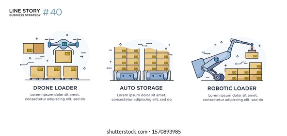 Set of illustrations concept with businessman. technology, partnership, connection, business robot, cyber. linear illustration Icons infographics. Landing page site print poster. Eps vector. Line
