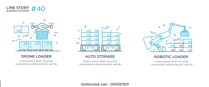 Set of illustrations concept with businessmen. technology, partnership, connection, business robot, cyber. linear illustration Icons infographics. Landing page site print poster.  Line story