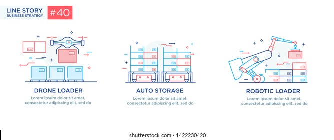 Set of illustrations concept with businessmen. technology, partnership, connection, business robot, cyber. linear illustration Icons infographics. Landing page site print poster. Eps vector. Line