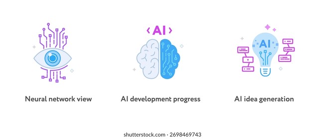 Conjunto de ilustraciones concepto con hombres de negocios. tecnología, asociación, inteligencia artificial, robot de negocios, cybes. ilustración lineal Iconos infografías. Afiche de impresión del sitio de la página de destino. Almacén de línea
