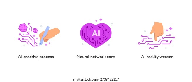 Conjunto de ilustraciones concepto con hombres de negocios. tecnología, asociación, inteligencia artificial, robot de negocios, cybes. ilustración lineal Iconos infografías. Afiche de impresión del sitio de la página de destino. Línea