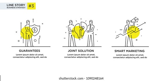 Set of illustrations concept with businessmen. Workflow, growth, graphics. Business development, milestones. linear illustration Icons infographics. Landing page site print poster