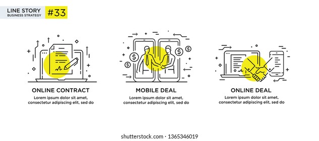 Set of illustrations concept with businessmen. Workflow, growth, graphics. Business development, milestones. linear illustration Icons infographics. Landing page site print poster. Eps vector. Line