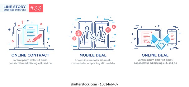 Set of illustrations concept with businessmen. Workflow, growth, graphics. Business development, milestones. linear illustration Icons infographics. Landing page site print poster. Eps vector. Line