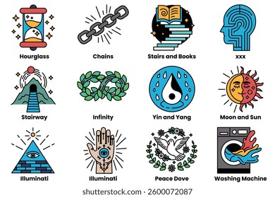 A set of illustrations in the concept of emotion and imagination in a line style