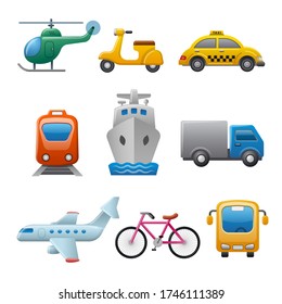set of illustrations for concept icons of transport and travel