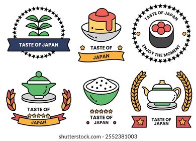 Conjunto de ilustraciones en el concepto de comida japonesa en un estilo de línea