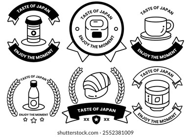 Conjunto de ilustraciones en el concepto de comida japonesa en un estilo de línea