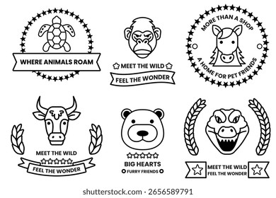 Un conjunto de ilustraciones en el concepto de varios animales en estilo de dibujo de línea