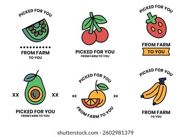 A Set of illustrations in the concept of a vegetable and fruit shop in line drawing style