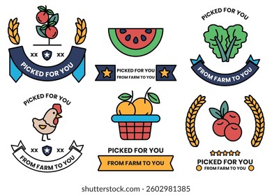 A Set of illustrations in the concept of a vegetable and fruit shop in line drawing style