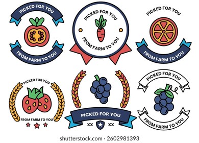 A Set of illustrations in the concept of a vegetable and fruit shop in line drawing style