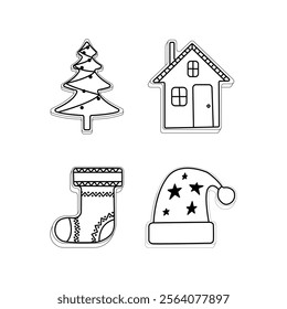 A set of illustrations of cookies for the winter holidays