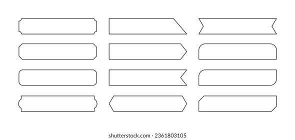 Un conjunto de ilustraciones de iconos decorativos como pancartas, etiquetas, cintas, banderas y marcos. Como origen de plantilla de diseño, se utiliza para mensajes y contenido de eventos.