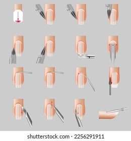 a set of illustrations depicting the fingers of the hand when pruning with wire cutters and scissors