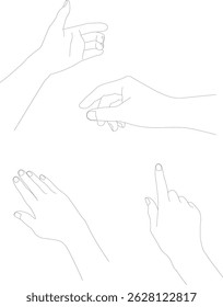 Set of illustrations depicting hands for operational instructions