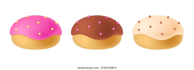 Set Illustrationen von Donuts mit Glasur