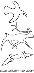 set of illustrations of ethnic stylized animals