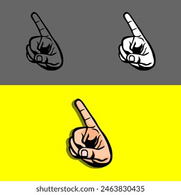Set of illustrations of fingers pointing up