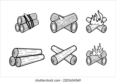 Set of Illustrations of Firewood 