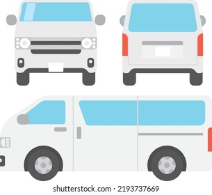 Set of illustrations of flat designs of freight cars from front, rear and side views