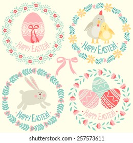 Set of illustrations with frames. Banner templates. Happy Easter!