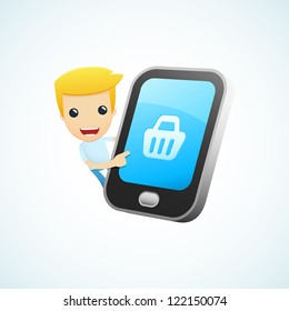 set of illustrations with funny cartoon casual character in different situations