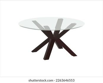 A set of illustrations - furniture vector icon. Brown Modern Wooden Dining Table  and chairs. EPS Vector. image on an isolated background. Brown Modern Wooden Dining Table.