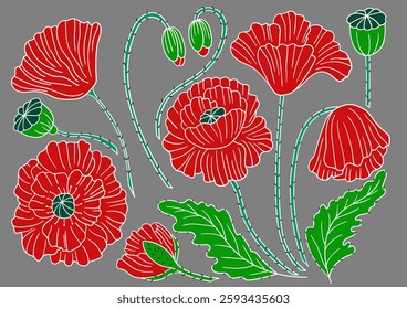 Set of illustrations in hand draw style