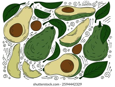 Set of illustrations in hand draw style
