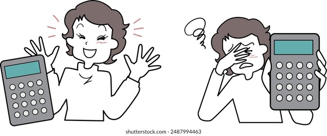 A set of illustrations of housewives negotiating prices.
