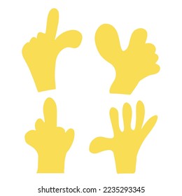 eine Reihe von Illustrationen eines Symbols mit einem erhöhten Daumen, Mittelfinger, Zeigefinger. Eine ähnliche Geste wie die Vektorgrafik