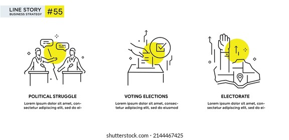 Set of illustrations icons elections, voting. debits, electorate