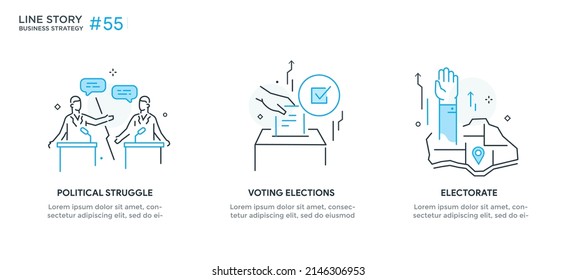 Set of illustrations icons elections, voting. debits, electorate